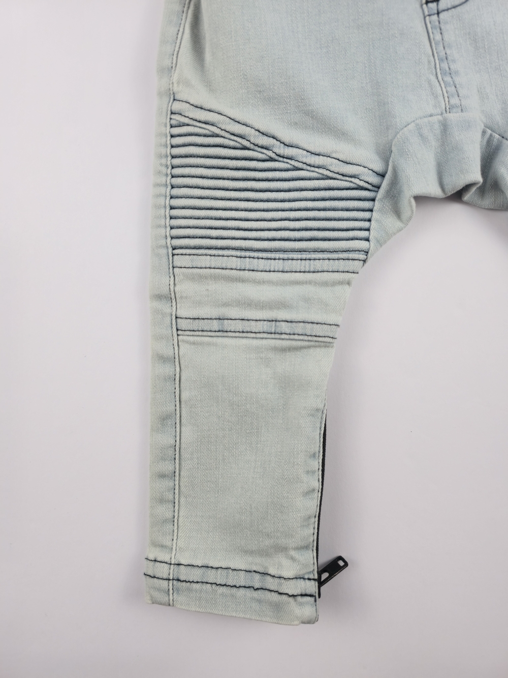 Adam + YVE, Kids Light Wash Biker Jean Pants with Drawstring, 6-12M - Picture 8 of 10